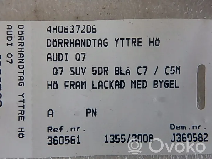 Audi Q7 4M Maniglia esterna/staffa per portiera di carico 4H0837206