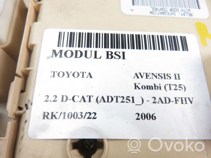 Toyota Avensis T250 Modulo di controllo del corpo centrale 