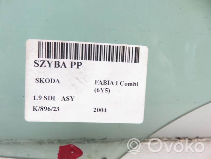 Skoda Fabia Mk1 (6Y) Etuoven ikkunalasi, neliovinen malli 