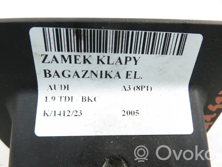 Audi A3 S3 8P Zamek klapy tylnej / bagażnika 