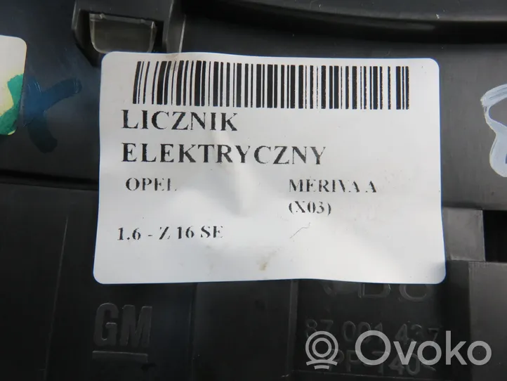 Opel Meriva A Tachimetro (quadro strumenti) 