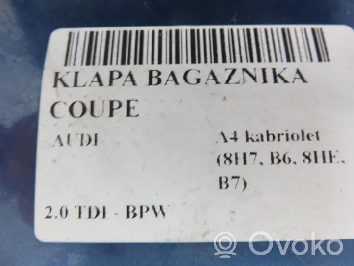 Audi A4 S4 B7 8E 8H Galinis dangtis (bagažinės) 