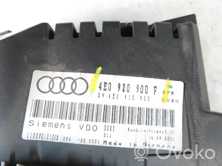 Audi A8 S8 D3 4E Tachimetro (quadro strumenti) 