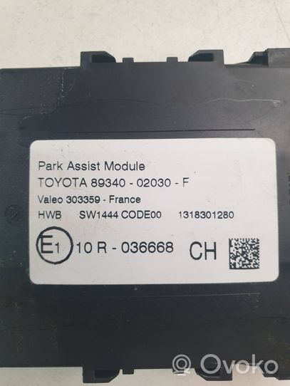 Toyota Auris E180 Centralina/modulo sensori di parcheggio PDC 8934002030