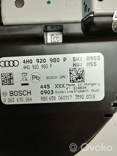 Audi A8 S8 D4 4H Nopeusmittari (mittaristo) 4H0920980P
