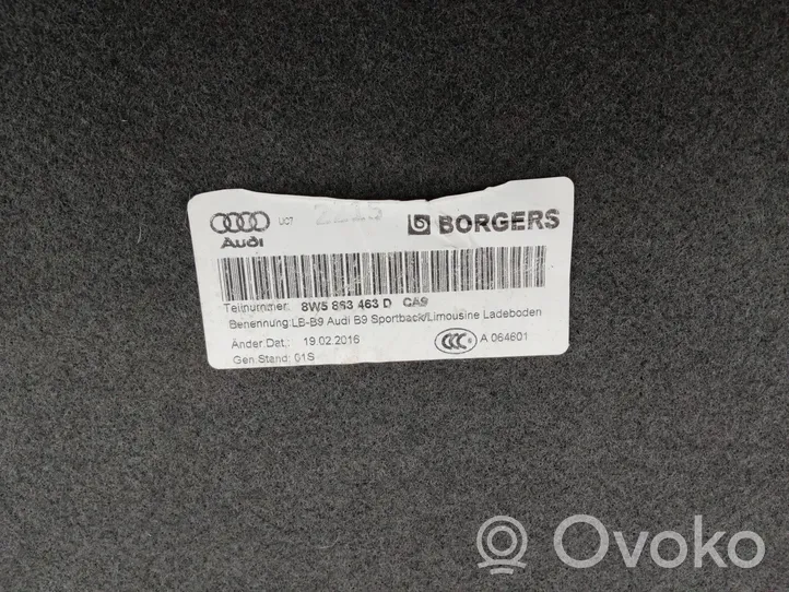 Audi A4 S4 B9 Wykładzina podłogowa bagażnika 8W5863463D