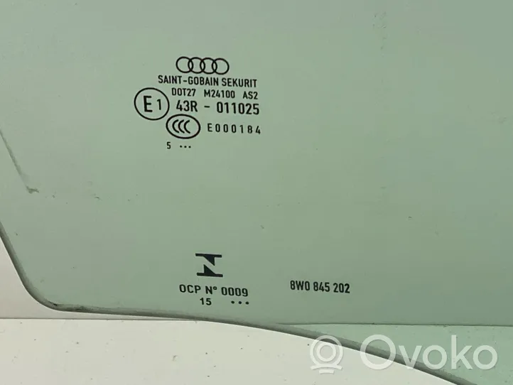 Audi A4 S4 B9 Etuoven ikkunalasi, neliovinen malli 8W0845202