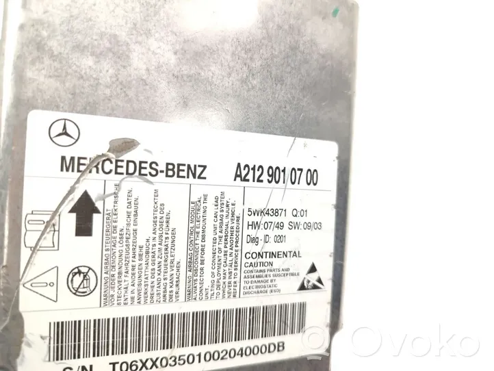 Mercedes-Benz E AMG W212 Turvatyynyn ohjainlaite/moduuli A2129010700