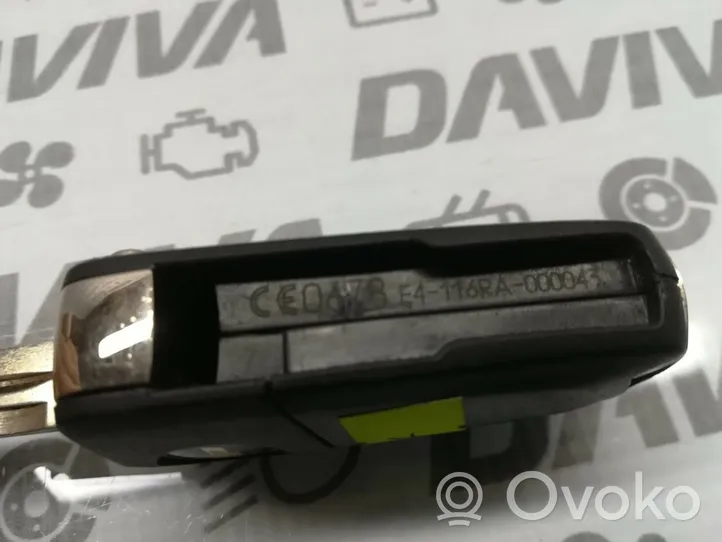 Chevrolet Cruze Ключ / карточка зажигания E4-116RA-000043