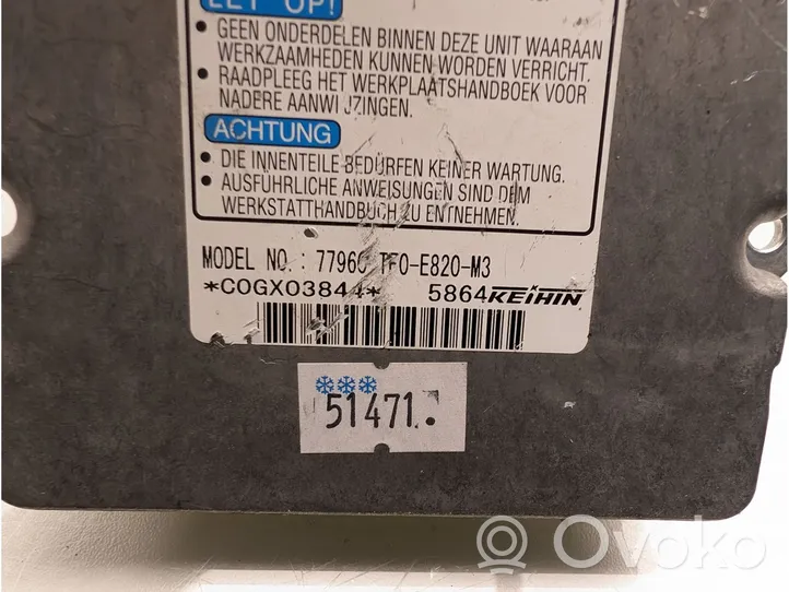 Honda Jazz Module de contrôle airbag 77960TF0-E820-M3