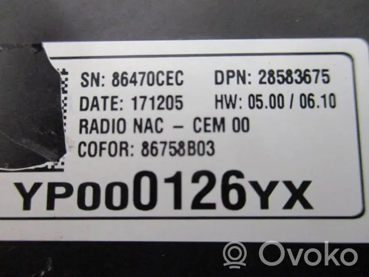 Opel Crossland X Monitori/näyttö/pieni näyttö YP000126YX