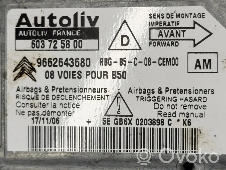 Citroen C4 I Airbag control unit/module 9662643680