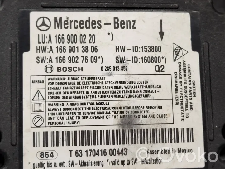 Mercedes-Benz GLE (W166 - C292) Centralina/modulo airbag A1669000220