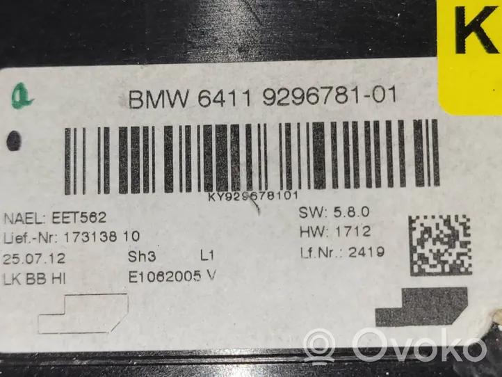 BMW 3 F30 F35 F31 Unidad de control de la calefacción/aire acondicionado 929678101