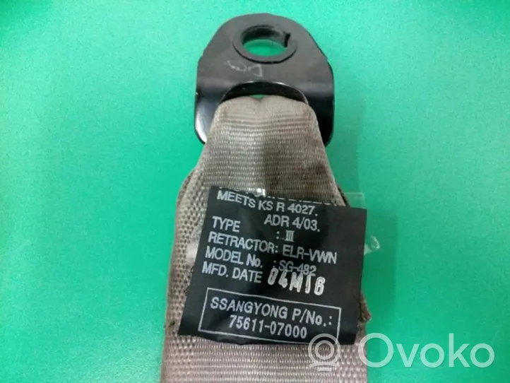 SsangYong Musso Ceinture de sécurité arrière 7561107000