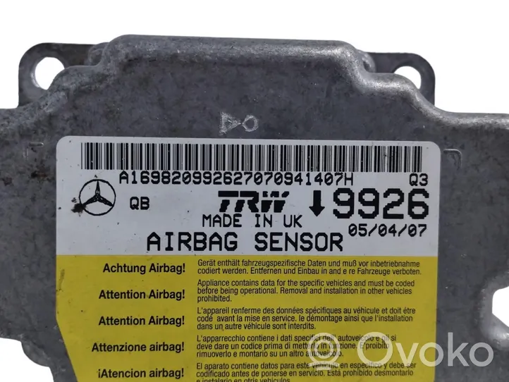 Mercedes-Benz B W245 Centralina/modulo airbag A1698209926