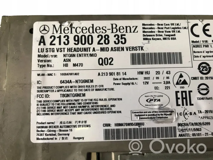 Mercedes-Benz E W213 Äänentoistojärjestelmäsarja A2139002835