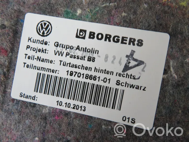 Volkswagen PASSAT B8 Boczek / Tapicerka drzwi tylnych 