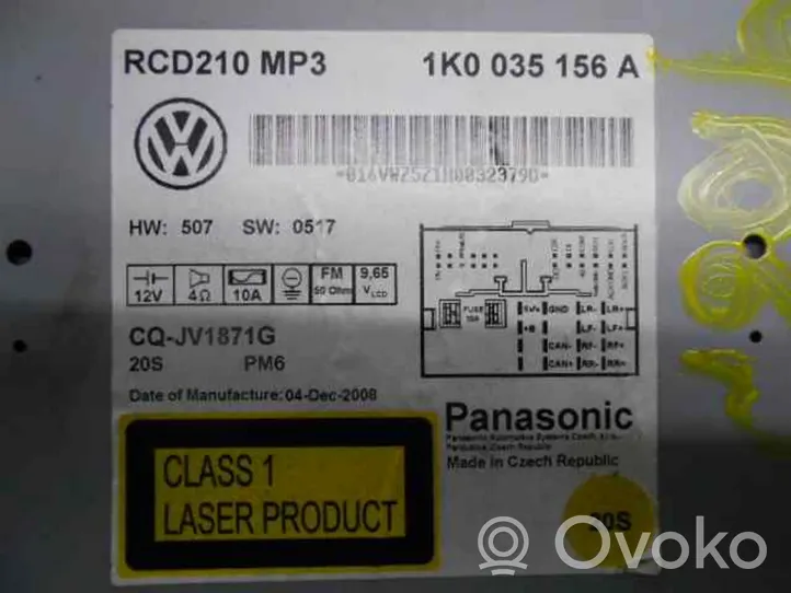 Volkswagen Golf VI Unità principale autoradio/CD/DVD/GPS RCD210MP3