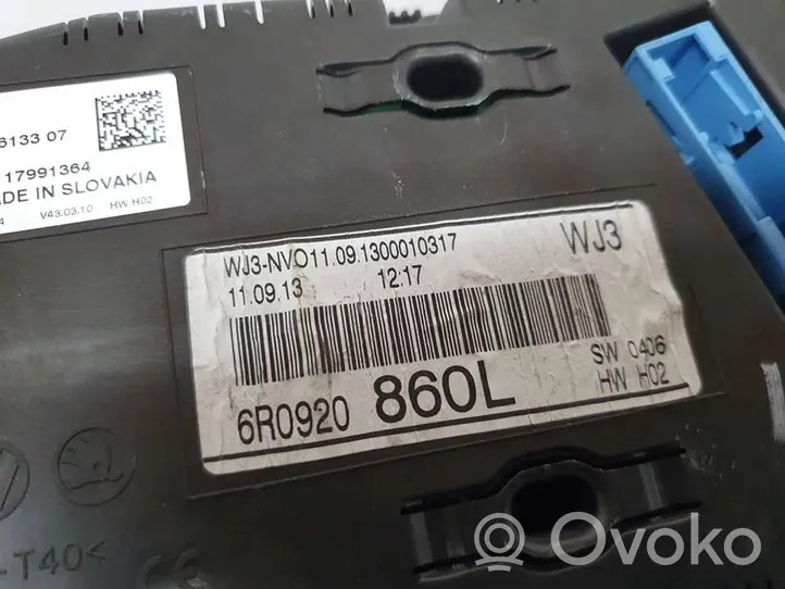 Volkswagen Polo Speedometer (instrument cluster) 6R0920860L