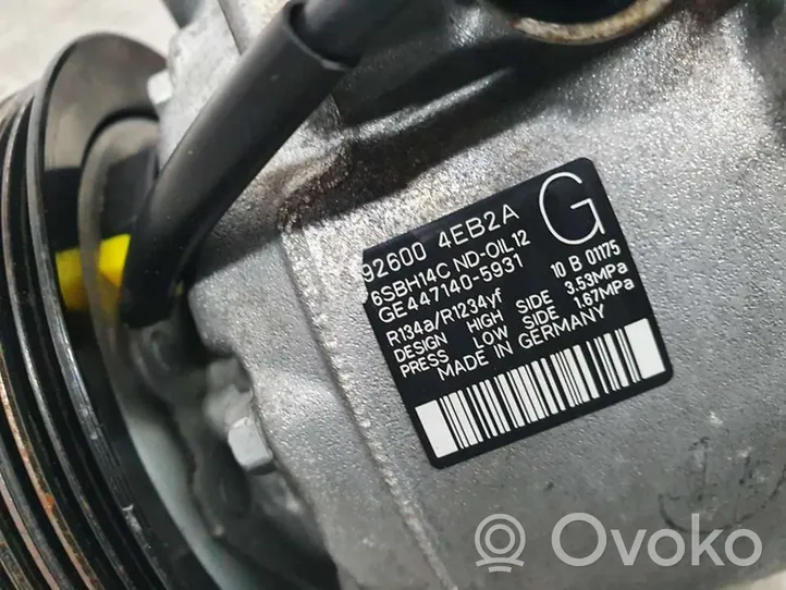 Nissan Qashqai Ilmastointilaitteen kompressorin pumppu (A/C) 926004EB2A