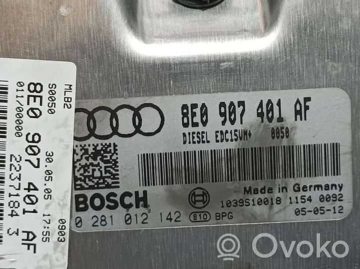 Audi A4 S4 B6 8E 8H Dzinēja vadības bloks 8E0907401AF