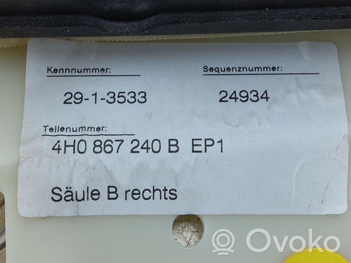 Audi A8 S8 D4 4H B-pilarin verhoilu (yläosa) 4H0867240B