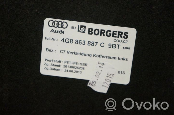 Audi RS7 C7 Tavaratilan/takakontin alempi sivuverhoilu 4G8863887C