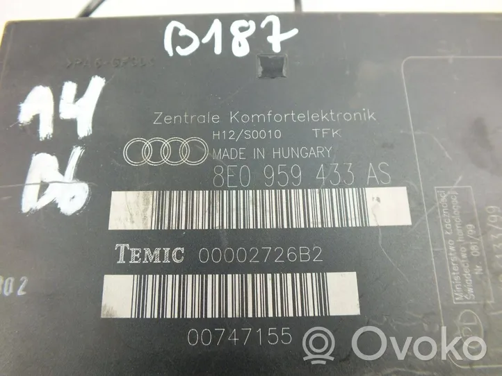 Audi A4 S4 B6 8E 8H Mukavuusmoduuli 8E0959433AS