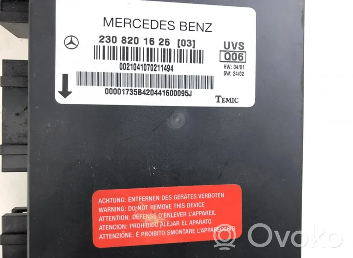 Mercedes-Benz SL R230 Kattoikkunan ohjainlaite/moduuli A2308205526