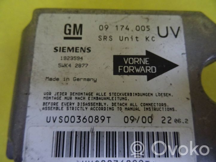 Opel Zafira A Module de contrôle airbag 09174005