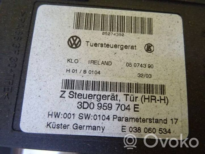 Volkswagen Phaeton Regulador de puerta trasera con motor 3D0959704E