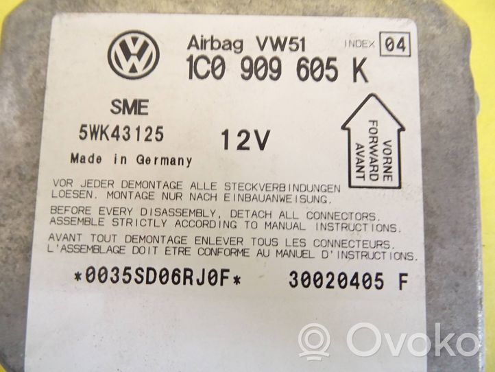 Volkswagen Polo IV 9N3 Centralina/modulo airbag 1C0909605K