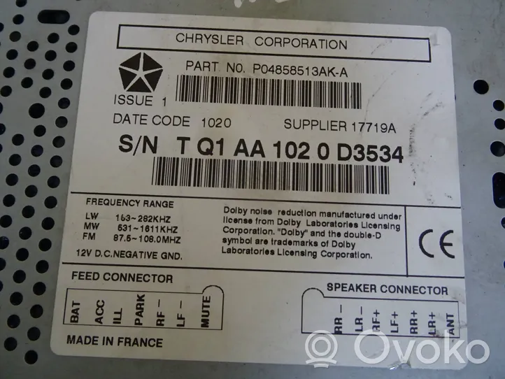 Chrysler Neon II Radio / CD/DVD atskaņotājs / navigācija P04858513AKA