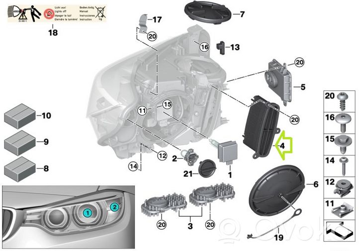 BMW M3 F80 Ajovalojen virranrajoitinmoduuli Xenon 7440879