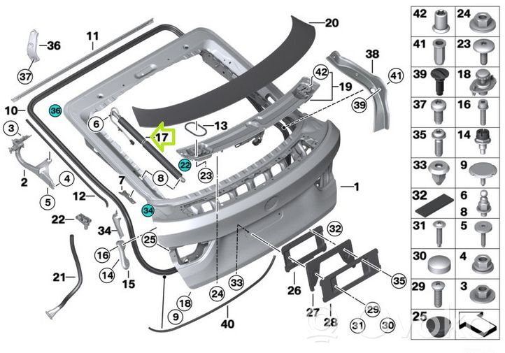 BMW 4 F36 Gran coupe Azionamento del giunto dell’albero cardanico 7432375