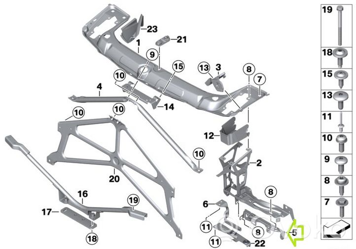 BMW 2 F22 F23 Radiatoriaus (-ių) laikiklis/ kronšteinas 7389929