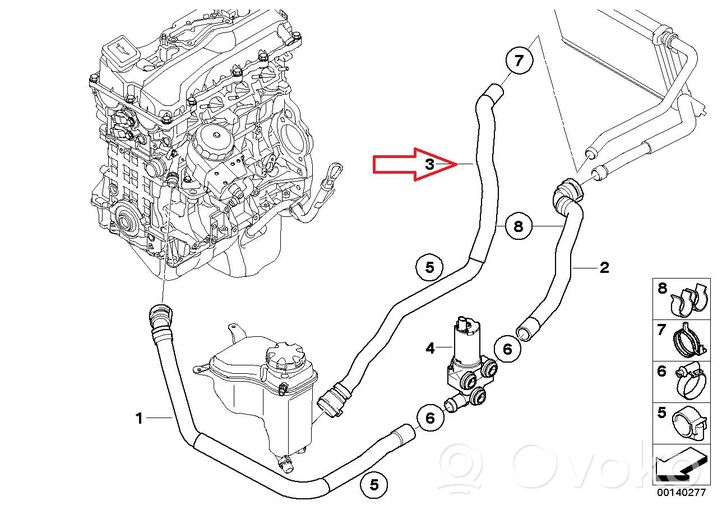 BMW 3 E92 E93 Tubo flessibile del liquido di raffreddamento del motore 64216951946