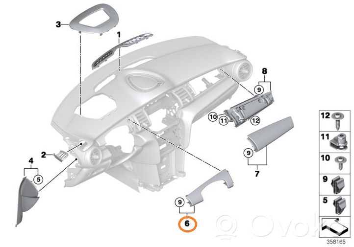 Mini One - Cooper F56 F55 Panneau de garniture tableau de bord 9262798