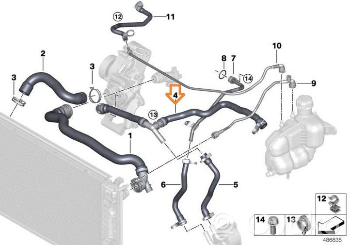 BMW 2 F46 Tuyau de liquide de refroidissement moteur 17127617376