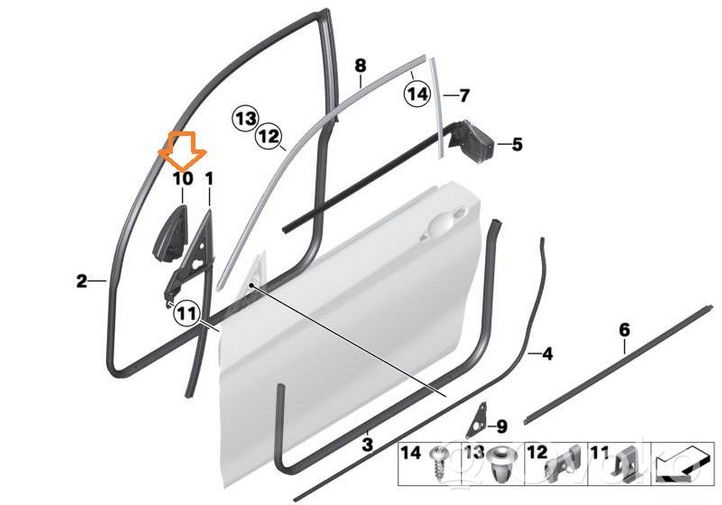 BMW 1 F20 F21 Muu etuoven verhoiluelementti 51337269360