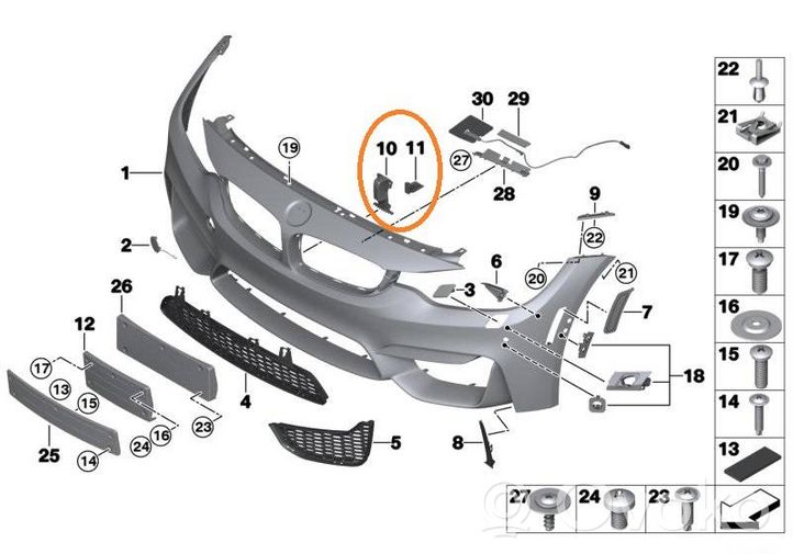 BMW M4 F82 F83 Staffa di rinforzo montaggio del paraurti anteriore 7301713