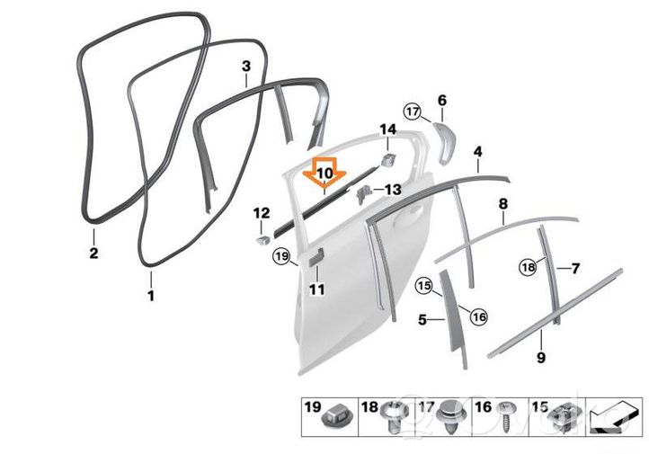 BMW 3 G20 G21 Moulures des vitres de la porte arrière 51357407422