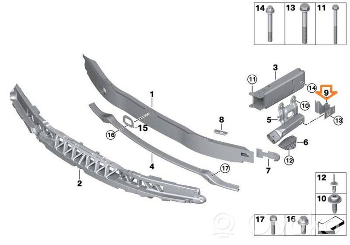 BMW 4 F32 F33 Staffa di montaggio del radiatore 51647245796