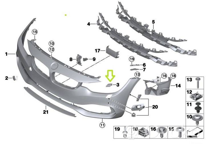 BMW 4 F32 F33 Zaślepka spryskiwacza lampy przedniej KM510242