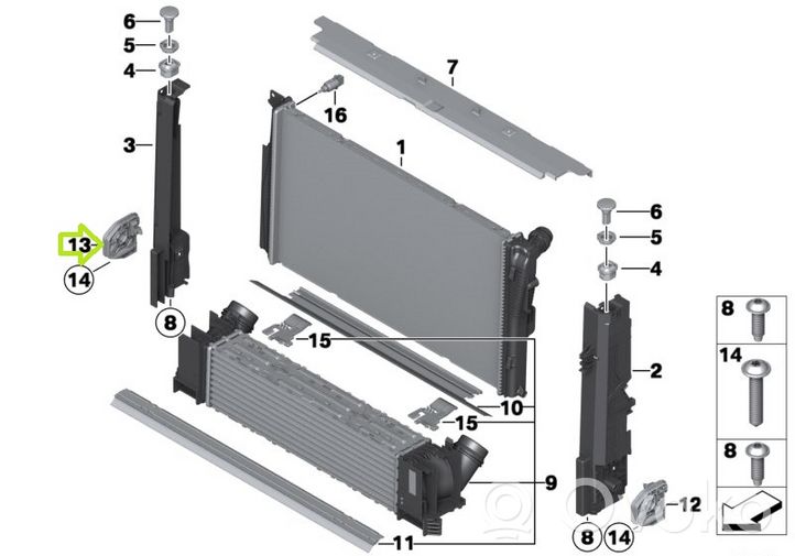 BMW 1 F20 F21 Jäähdyttimen kannatin 8585627