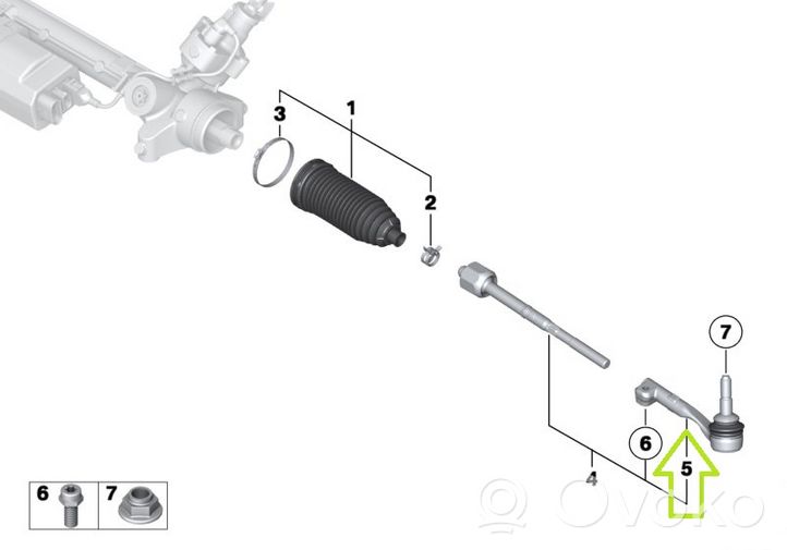 BMW 3 F30 F35 F31 Vairo traukės antgalis 6799967