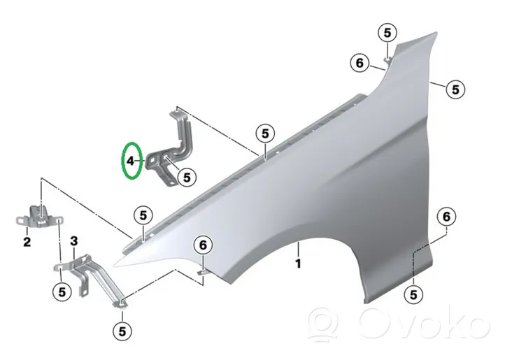 BMW 4 F32 F33 Supporto di montaggio del parafango 7255822