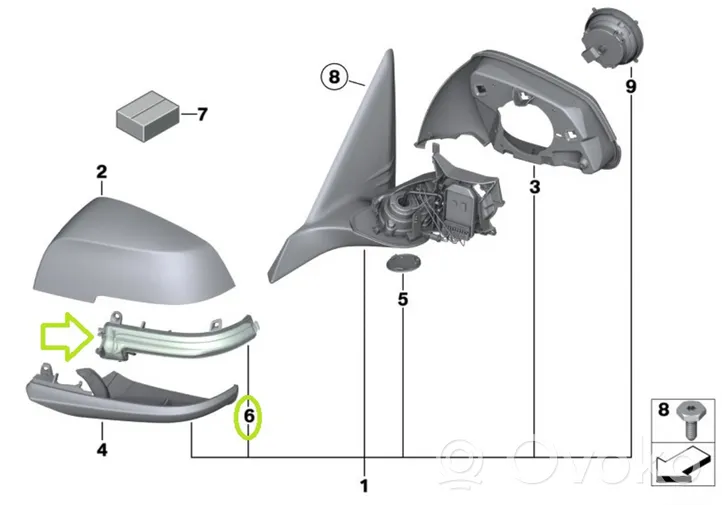 BMW 3 F30 F35 F31 Peilin suuntavilkku 7280772