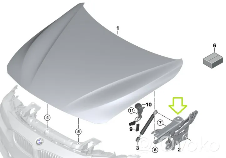 BMW 4 F32 F33 Charnière, capot moteur 7336699